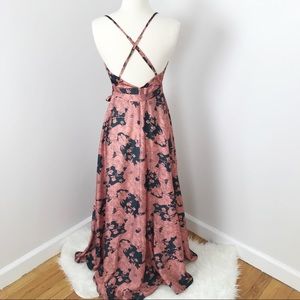 tea gardens rusty rose floral print satin maxi dress